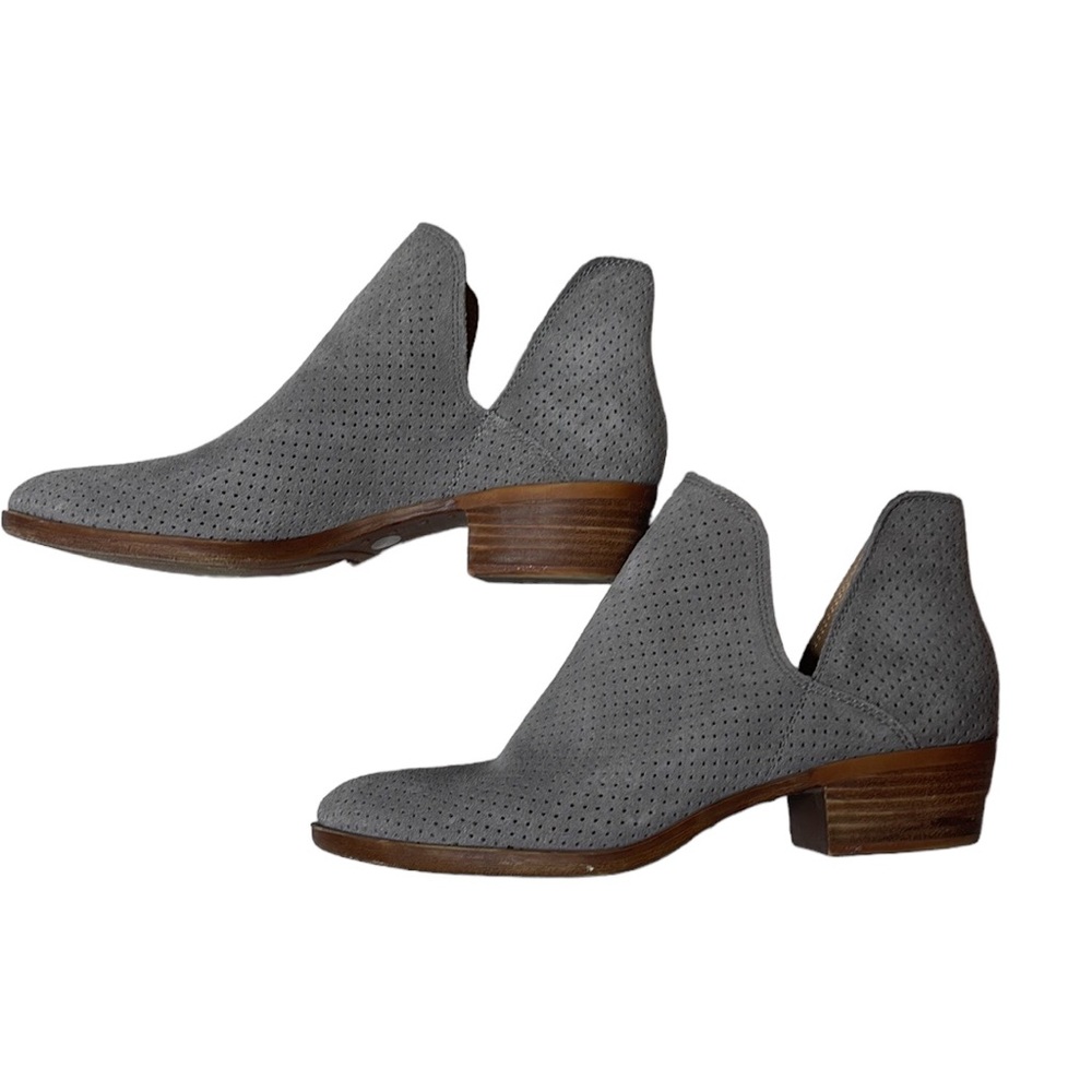 Lucky Brand Gray Perforated Suede Cutout Ankle Booties